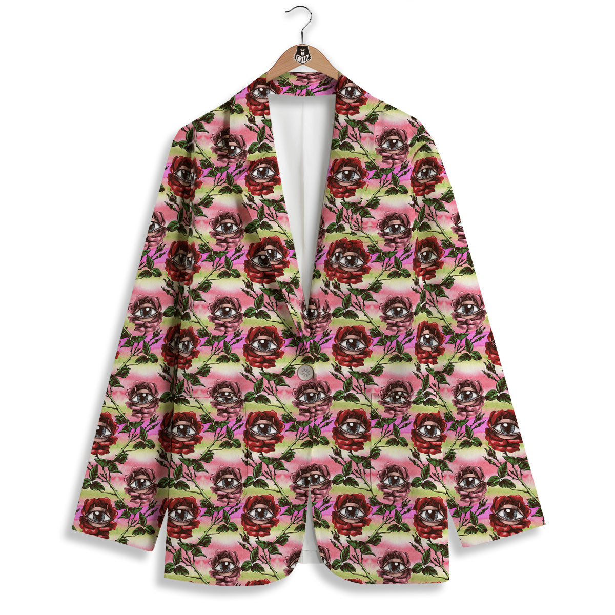 Rose Eyeball Print Pattern Women's Blazer-grizzshop