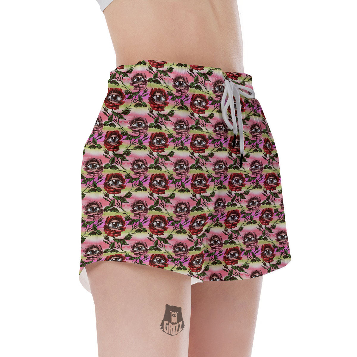 Rose Eyeball Print Pattern Women's Shorts-grizzshop