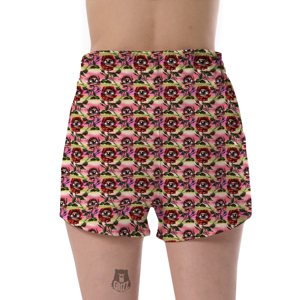 Rose Eyeball Print Pattern Women's Shorts-grizzshop