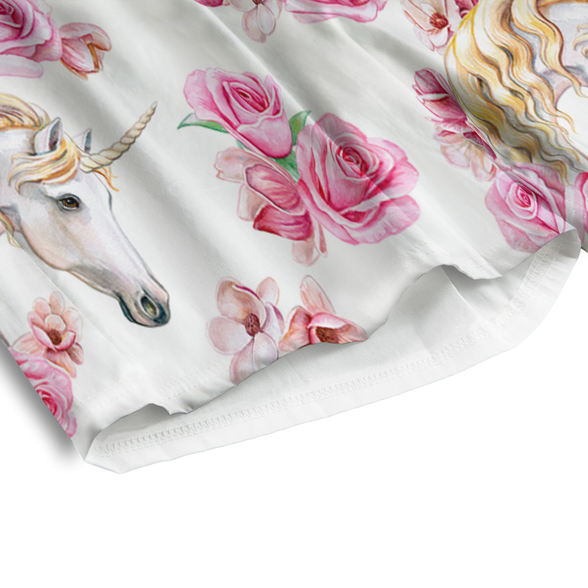 Rose Fairy White Unicorn Print Pattern Men's Athletic Shorts