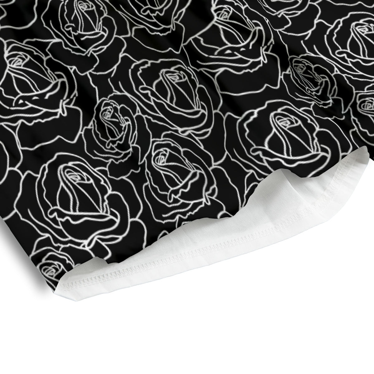 Rose Floral Black Print Pattern Men's Athletic Shorts