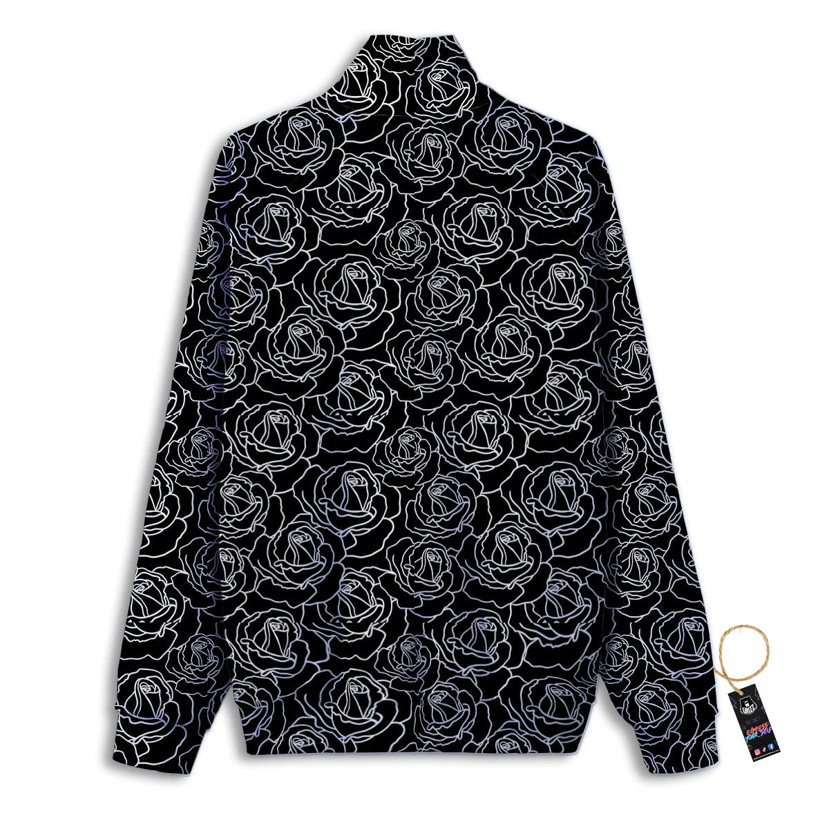 Rose Floral Black Print Pattern Track Jacket-grizzshop