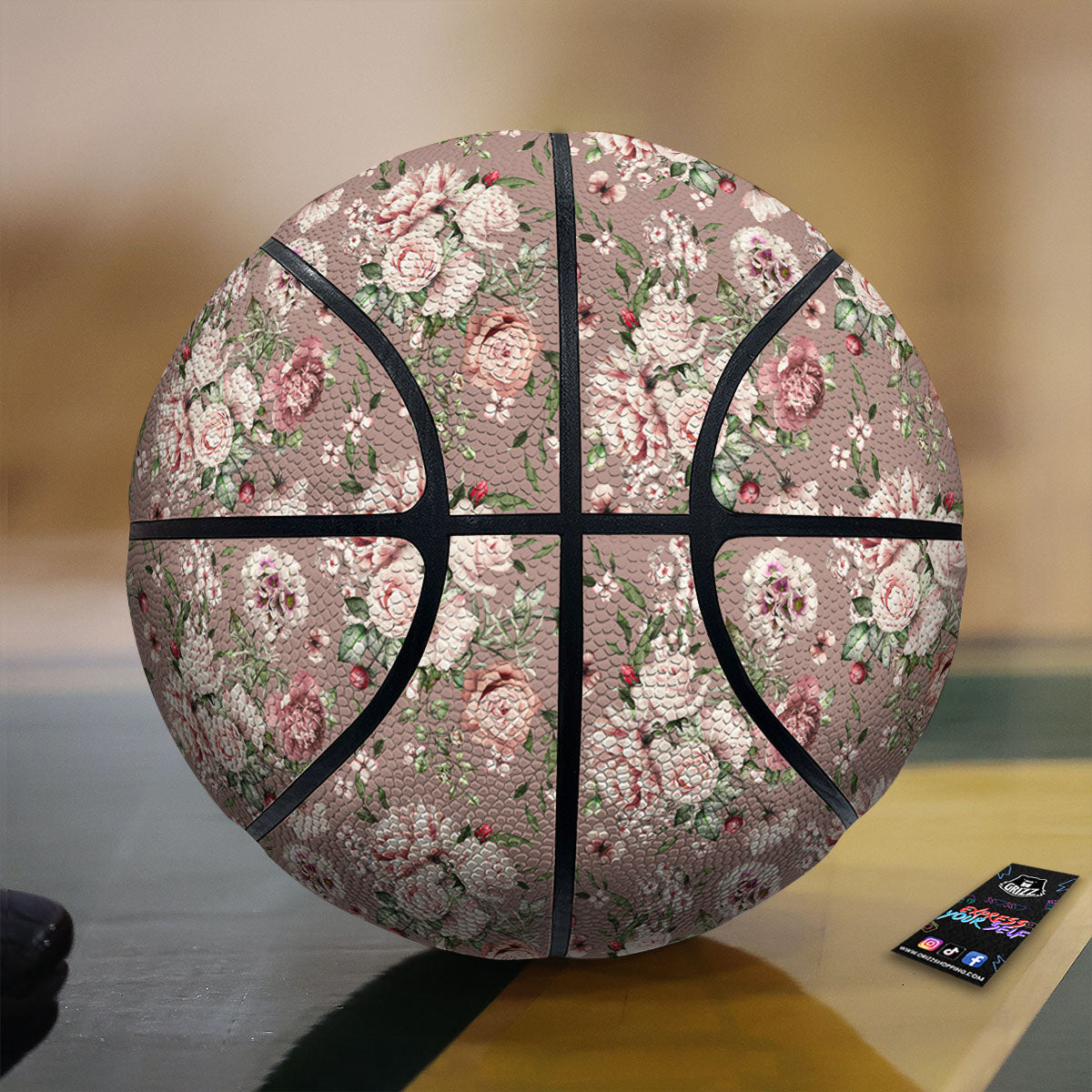 Rose Floral Pink Vintage Print Pattern Basketball