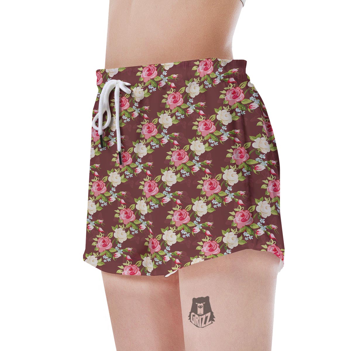 Rose Floral Print Women's Shorts-grizzshop
