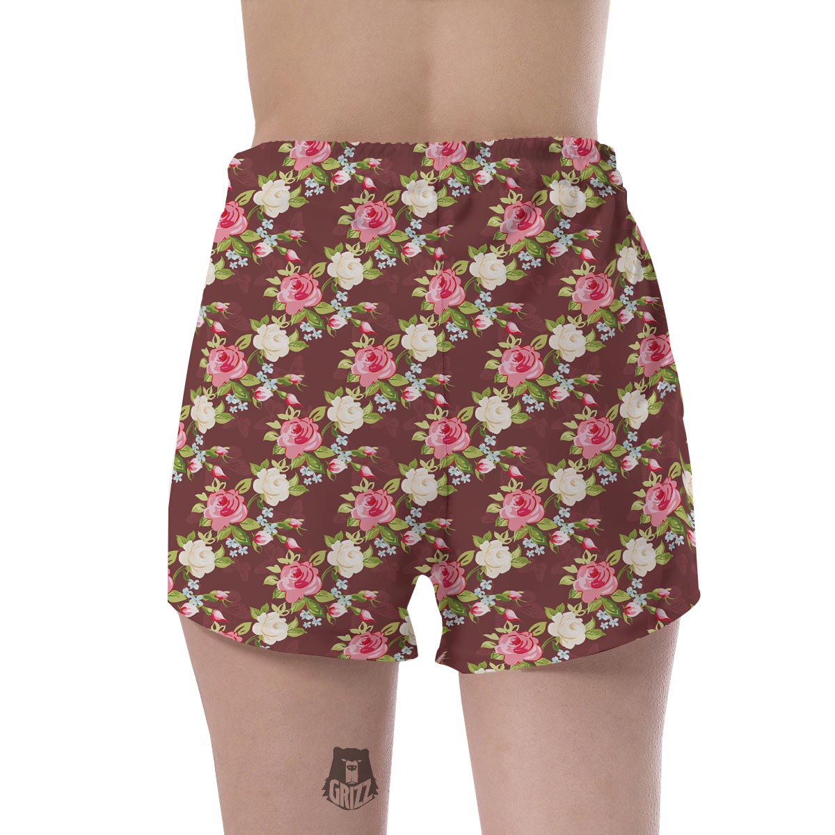 Rose Floral Print Women's Shorts-grizzshop