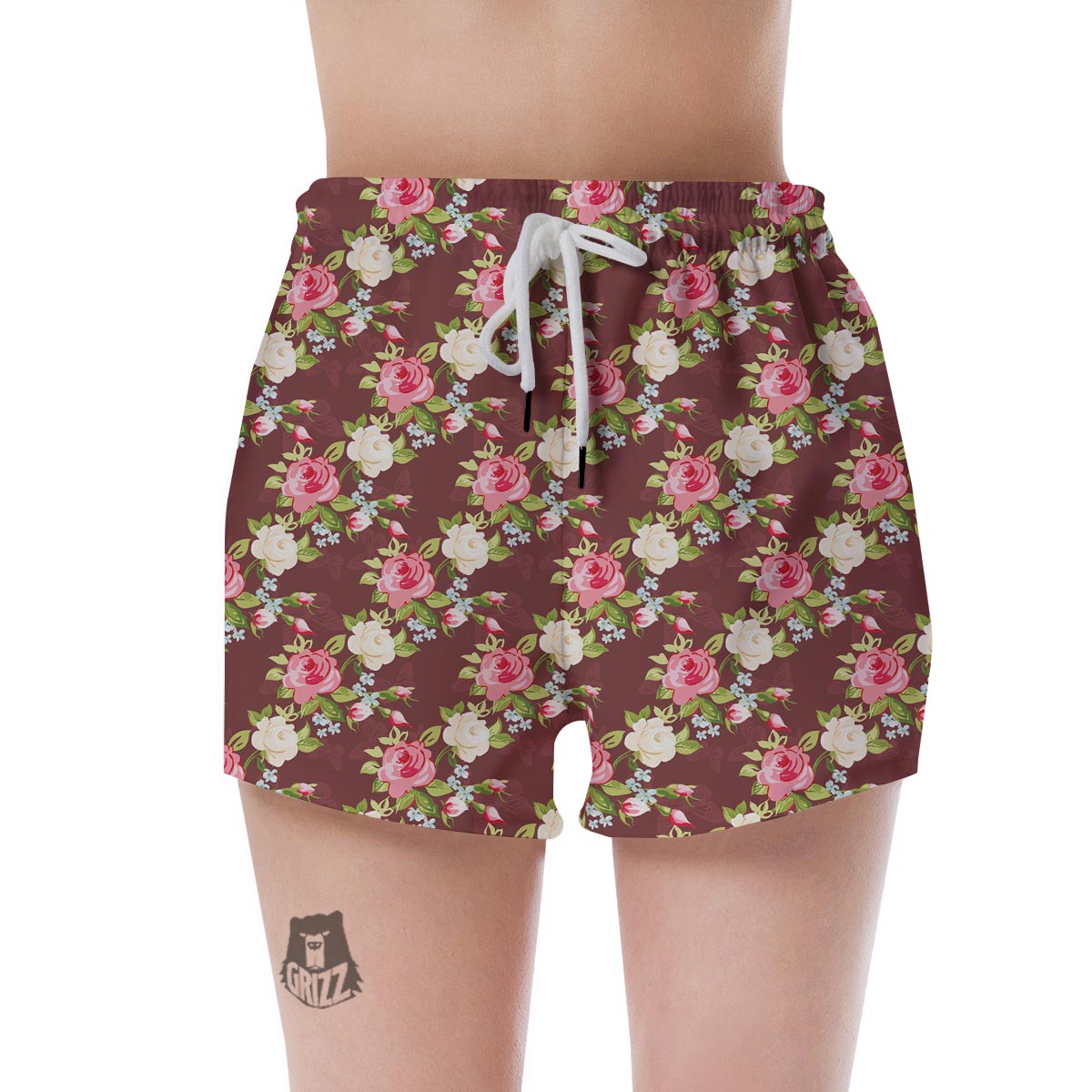 Rose Floral Print Women's Shorts-grizzshop