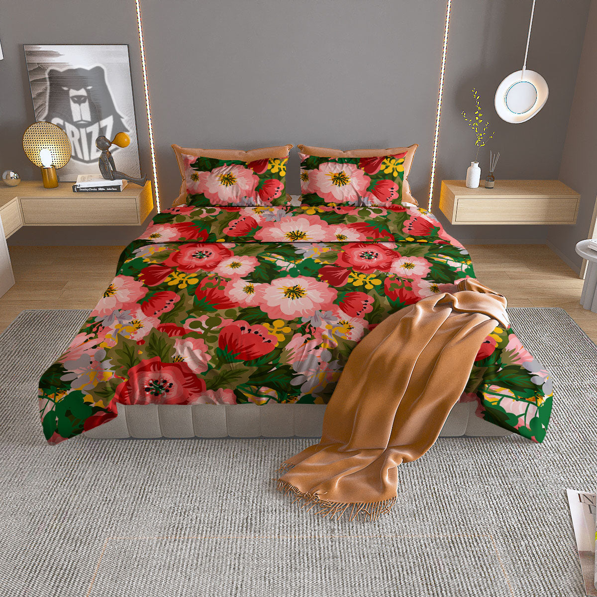 Rose Fairy White Unicorn Print Pattern Duvet Cover Bedding Set