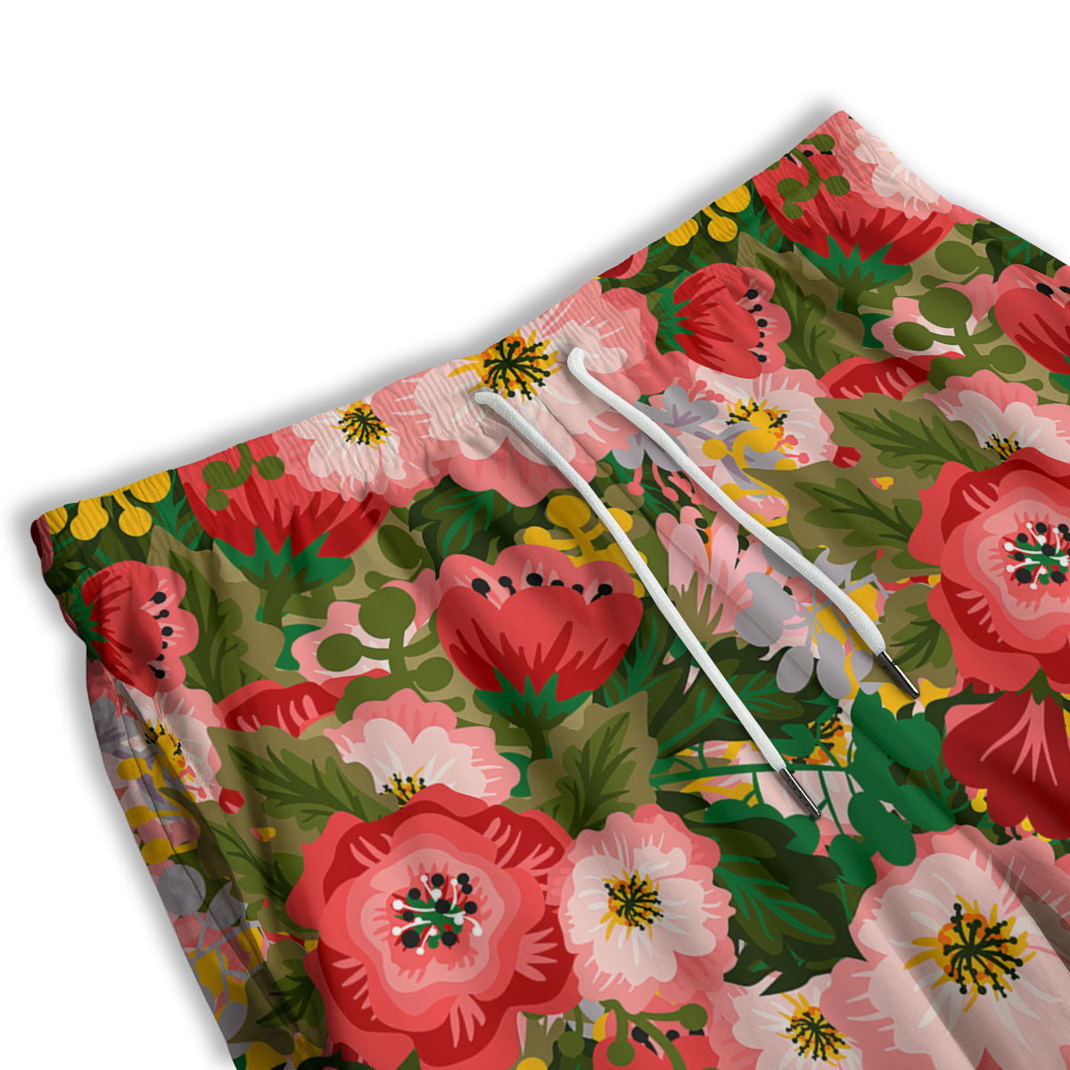 Rose Floral Red And Pink Print Pattern Men's Athletic Shorts