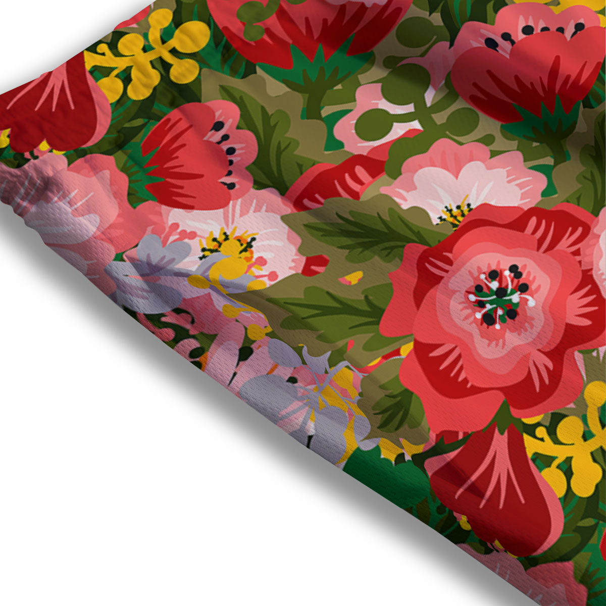 Rose Floral Red And Pink Print Pattern Mesh Shorts