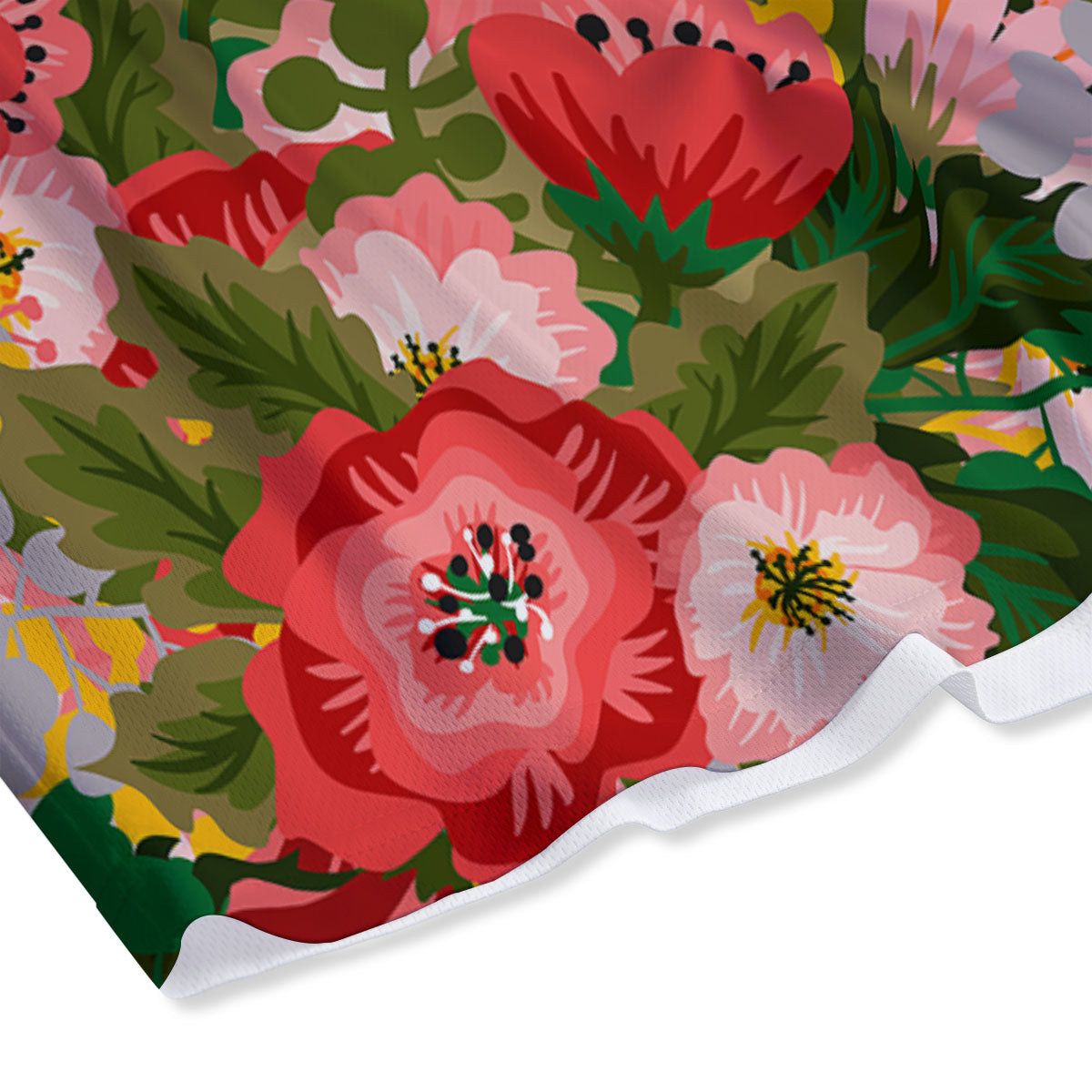 Rose Floral Red And Pink Print Pattern Mesh Shorts