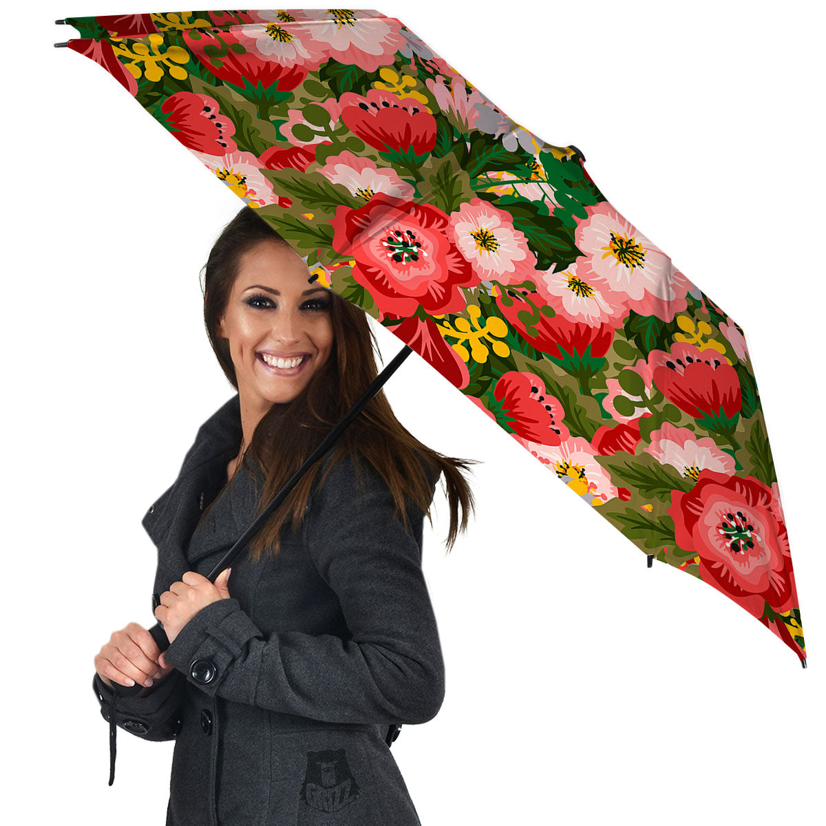 Rose Floral Red And Pink Print Pattern Umbrella-grizzshop