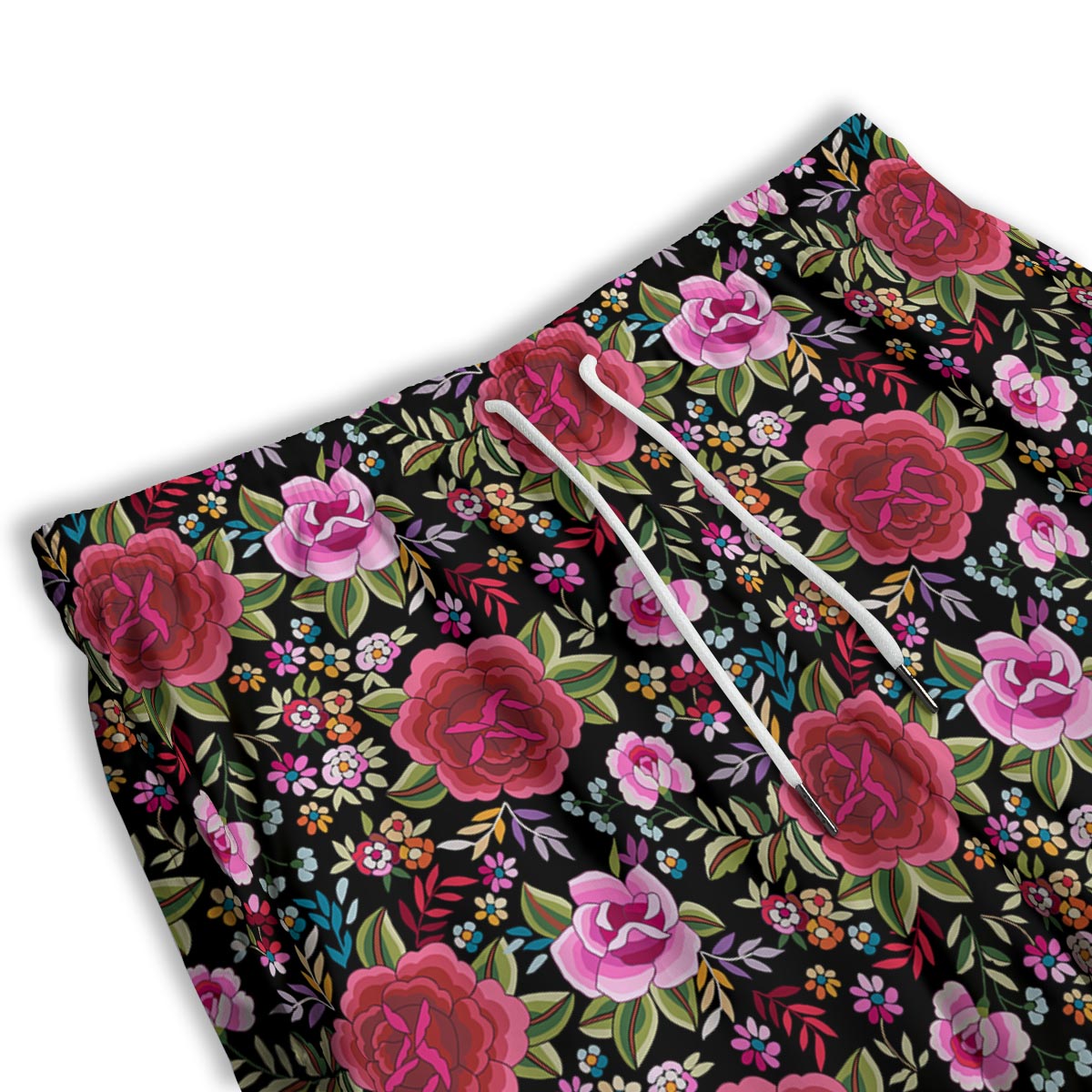 Rose Floral Red Pink Print Pattern Men's Athletic Shorts