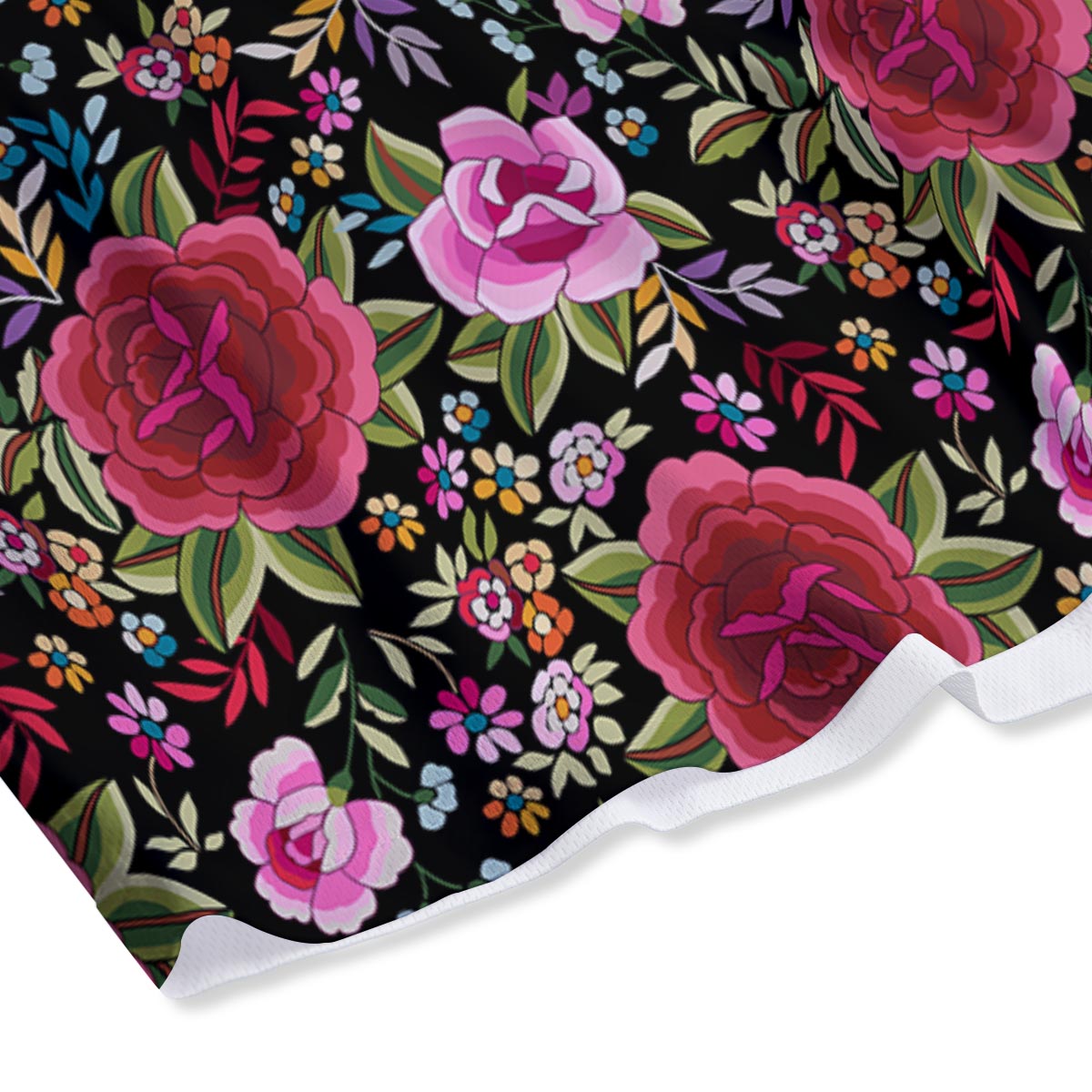 Rose Floral Red Pink Print Pattern Mesh Shorts