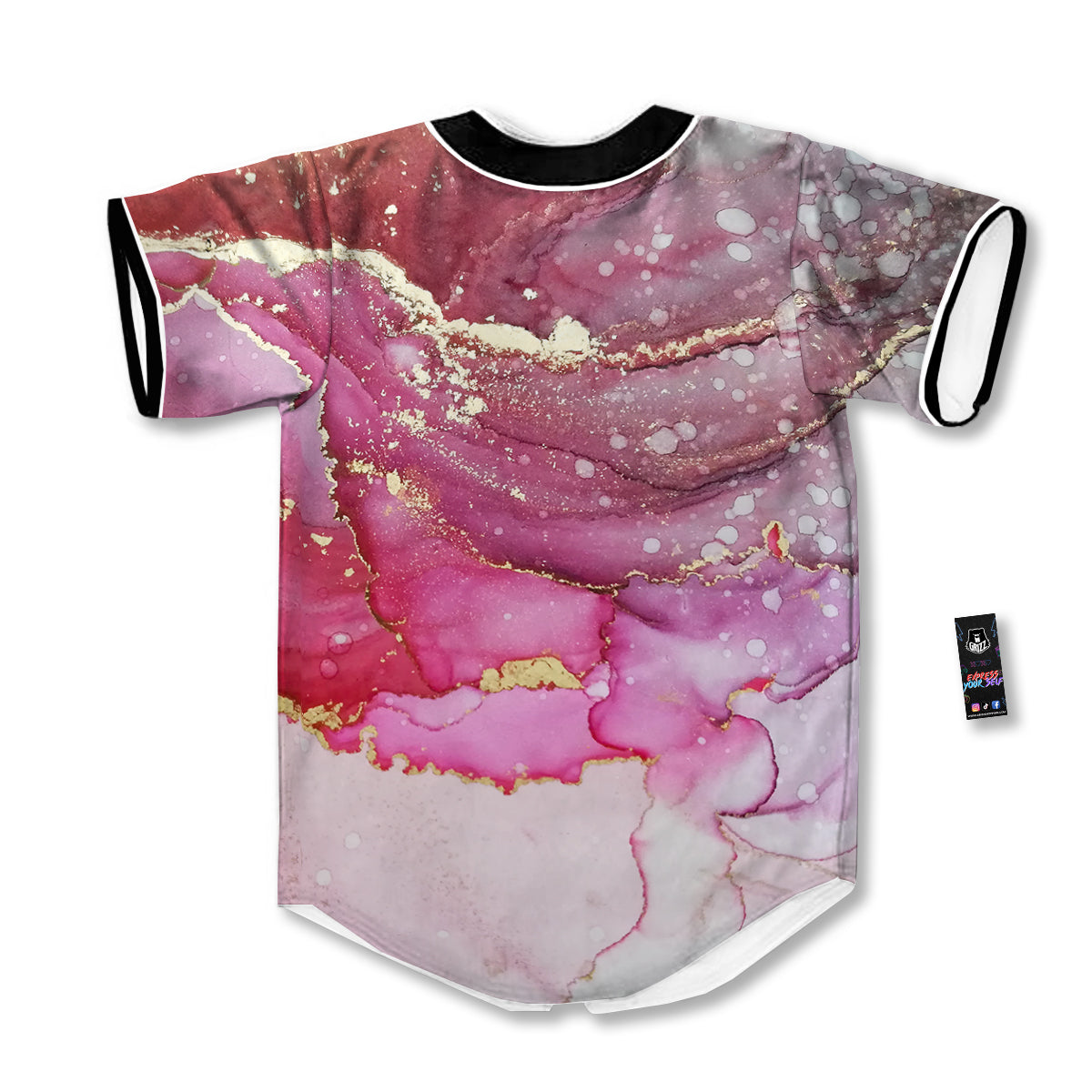 Rose Gold Marble Print Baseball Jersey-grizzshop