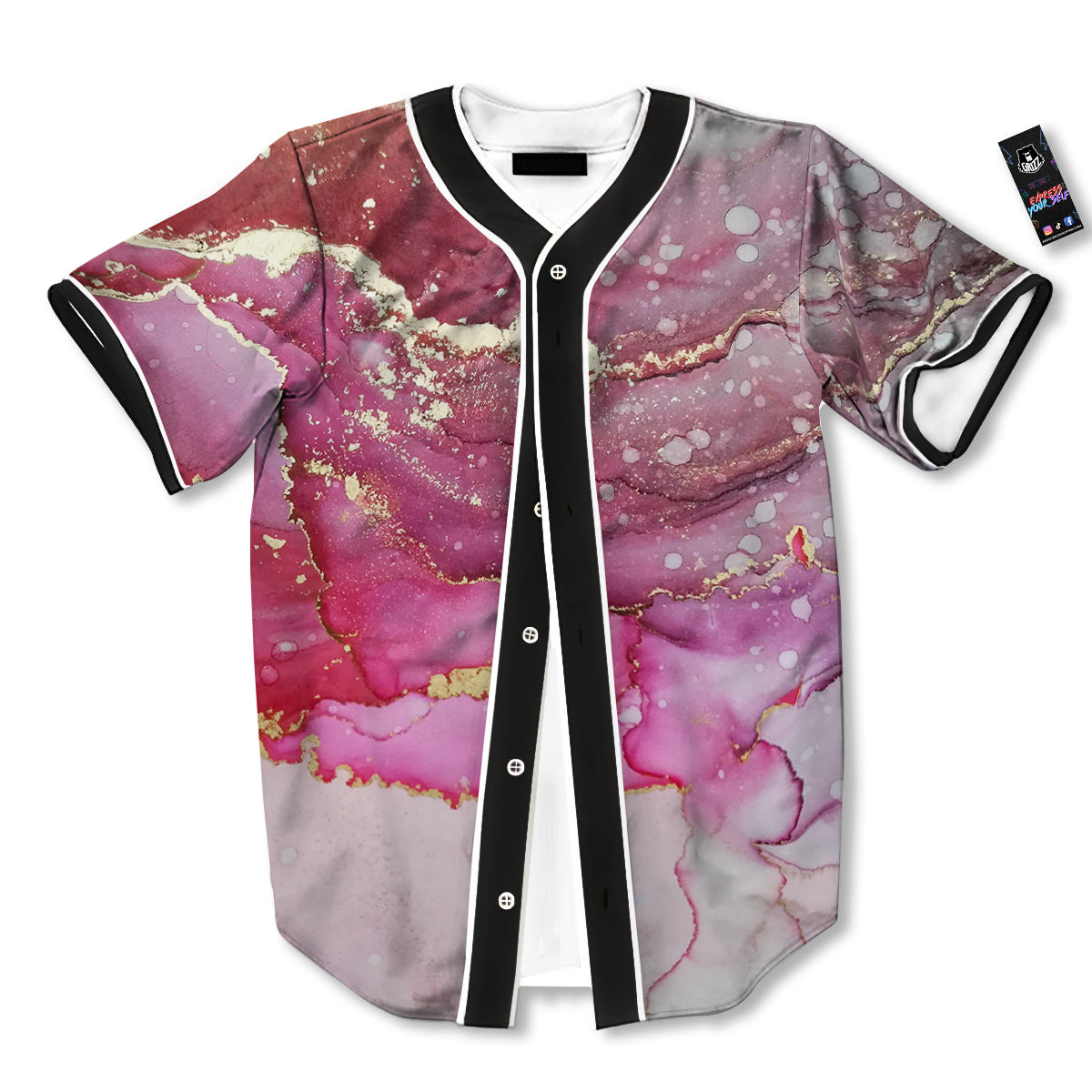 Rose Gold Marble Print Baseball Jersey-grizzshop