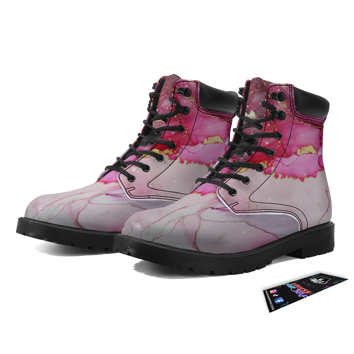 Rose Gold Marble Print Boots-grizzshop