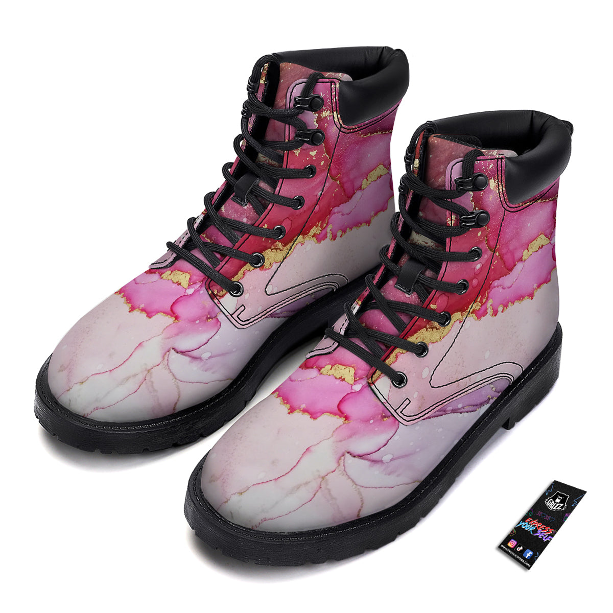 Rose Gold Marble Print Boots-grizzshop