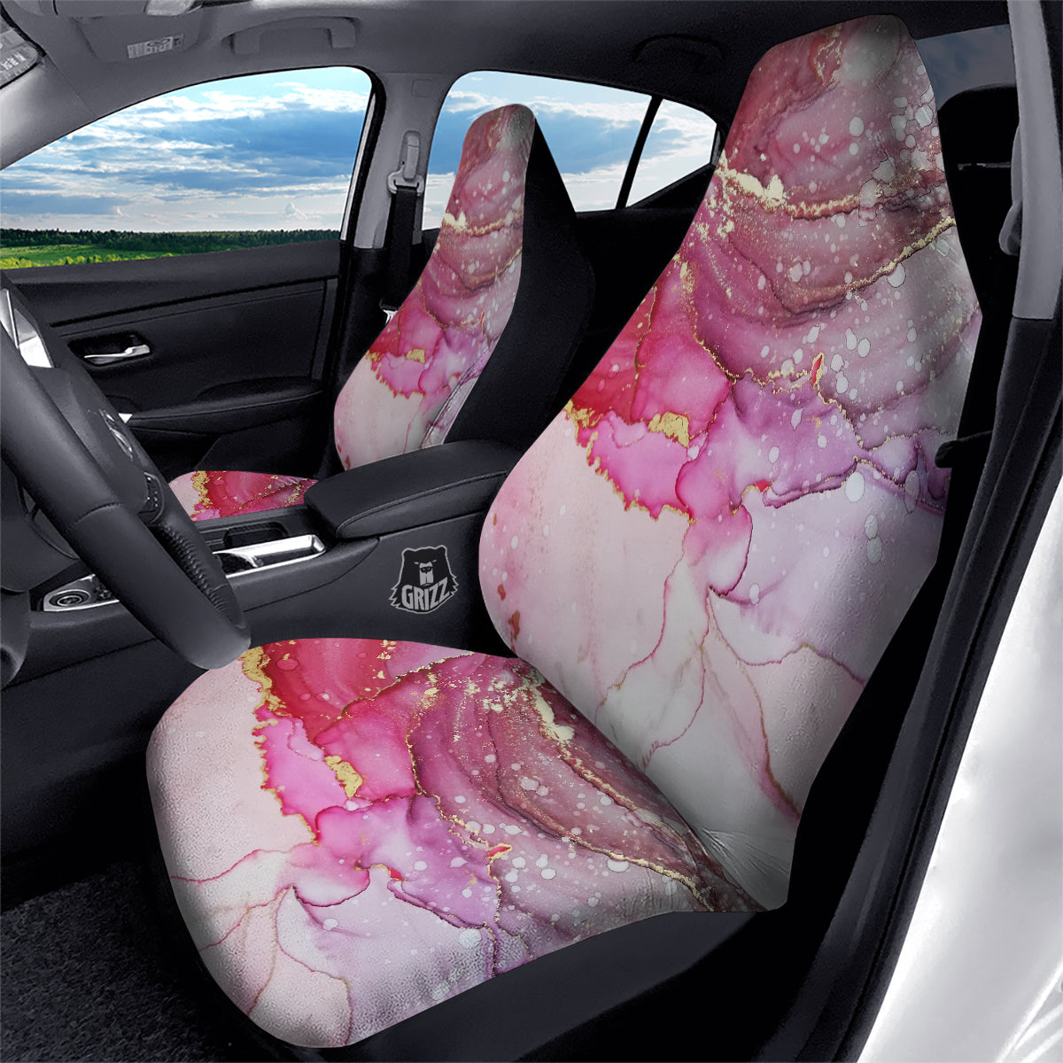 Rose Gold Marble Print Car Seat Covers-grizzshop