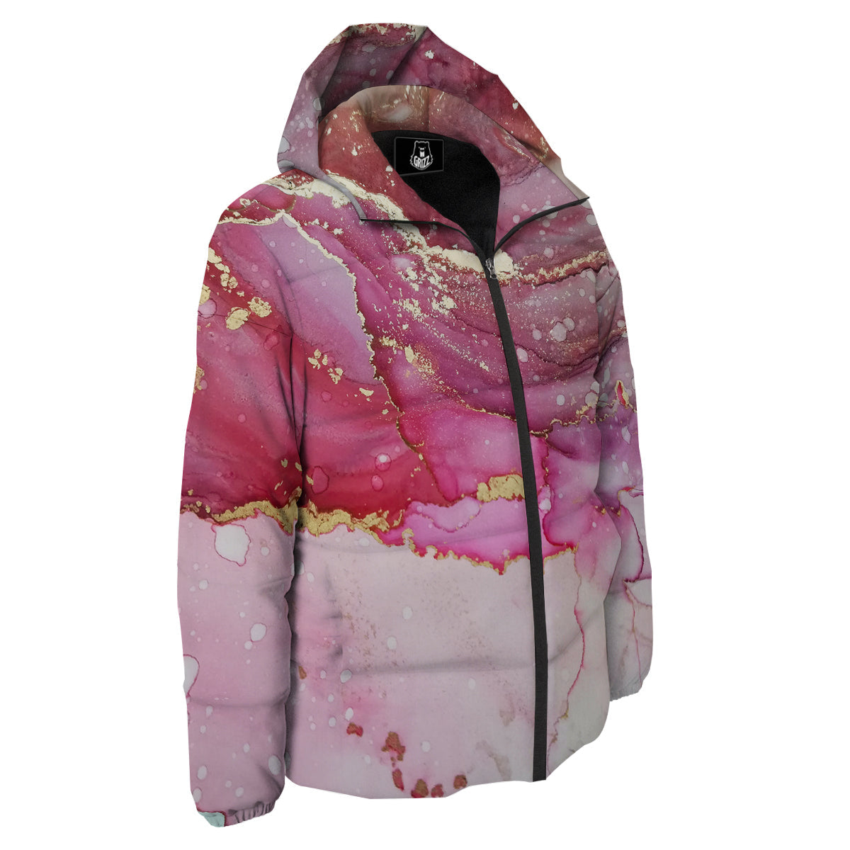 Rose Gold Marble Print Down Jacket-grizzshop