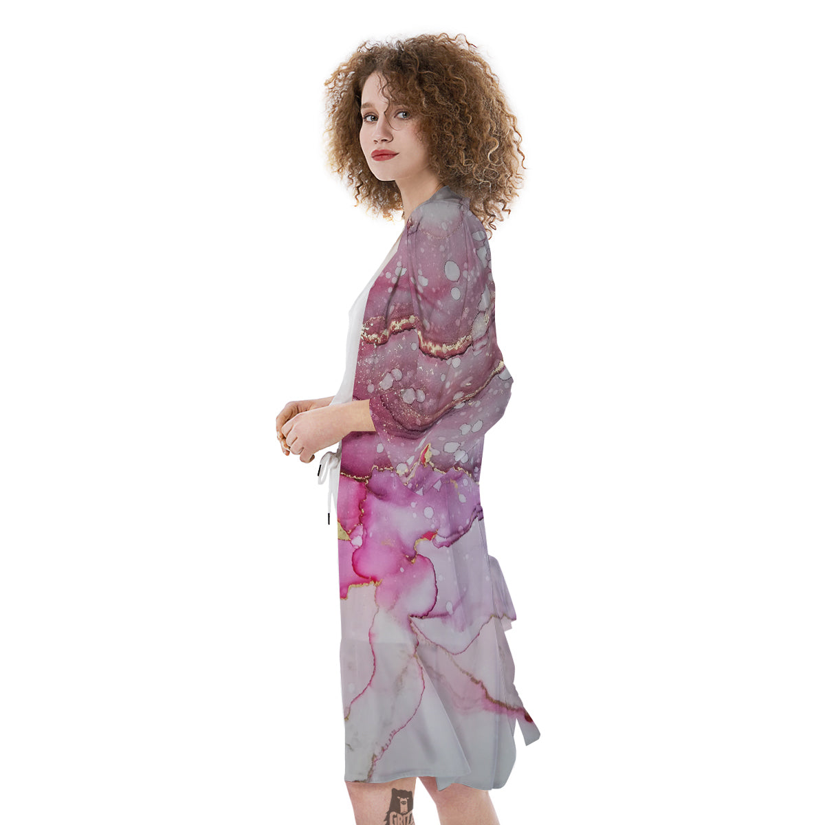 Rose Gold Marble Print Kimono-grizzshop