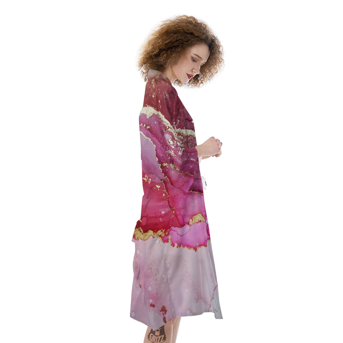 Rose Gold Marble Print Kimono-grizzshop