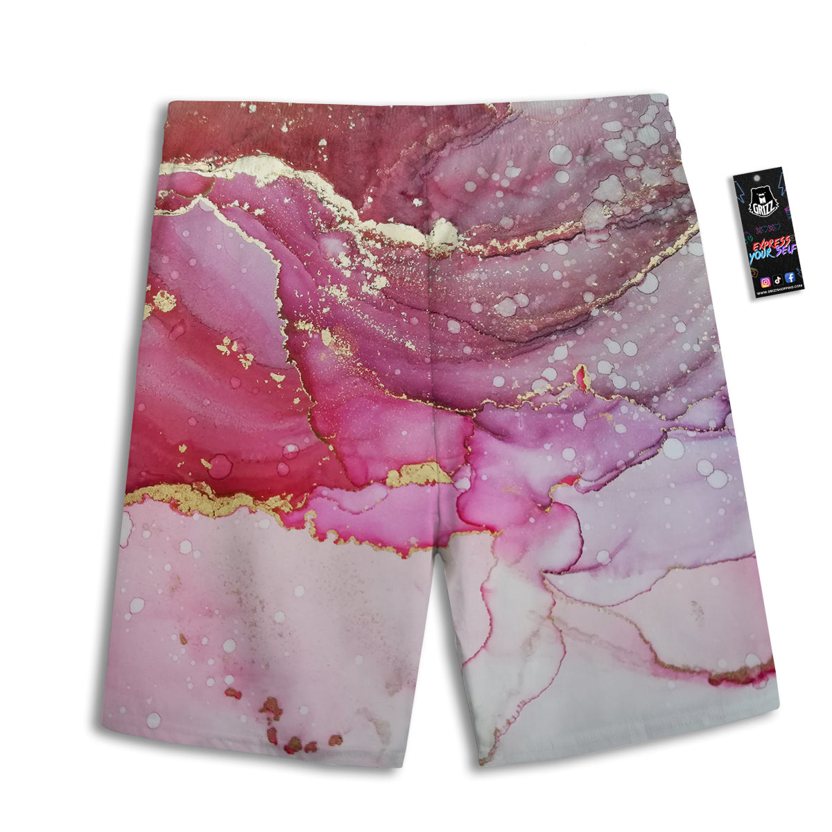 Rose Gold Marble Print Men's Athletic Shorts