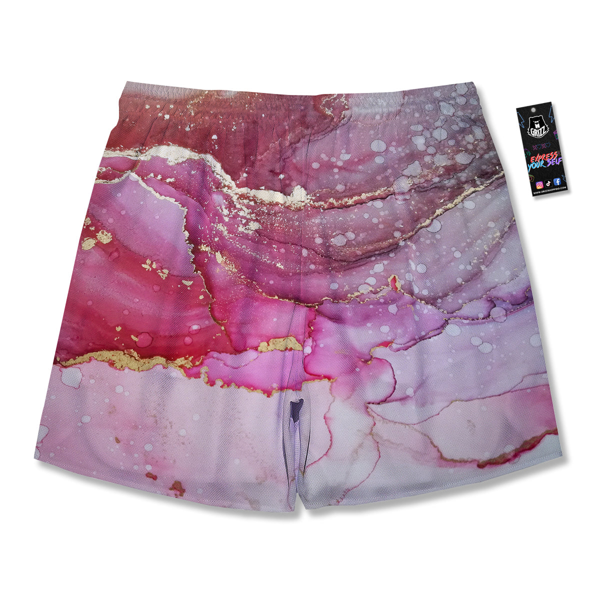 Rose Gold Marble Print Men's Running Shorts-grizzshop
