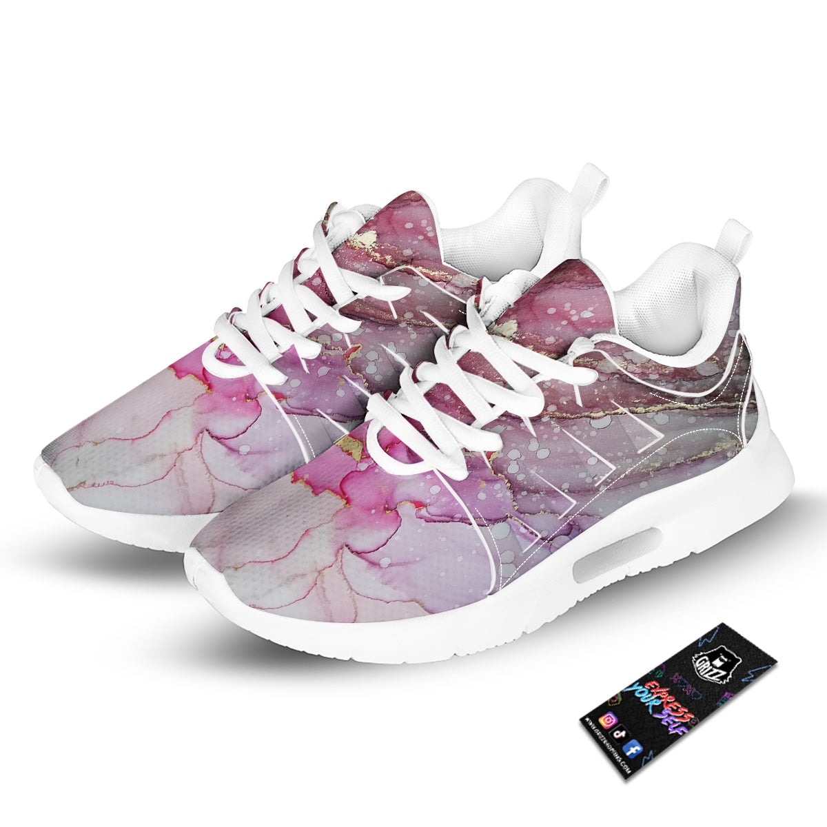 Rose Gold Marble Print Tennis Shoes-grizzshop