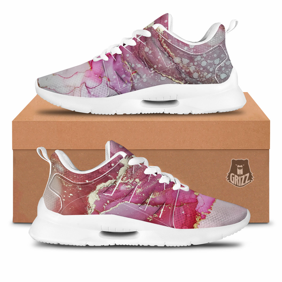 Rose Gold Marble Print Tennis Shoes-grizzshop