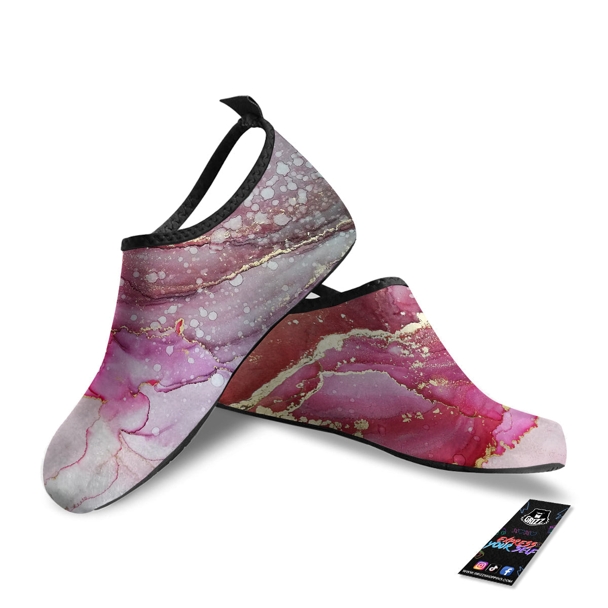 Rose Gold Marble Print Water Shoes-grizzshop
