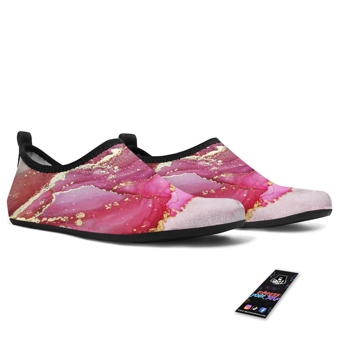 Rose Gold Marble Print Water Shoes-grizzshop