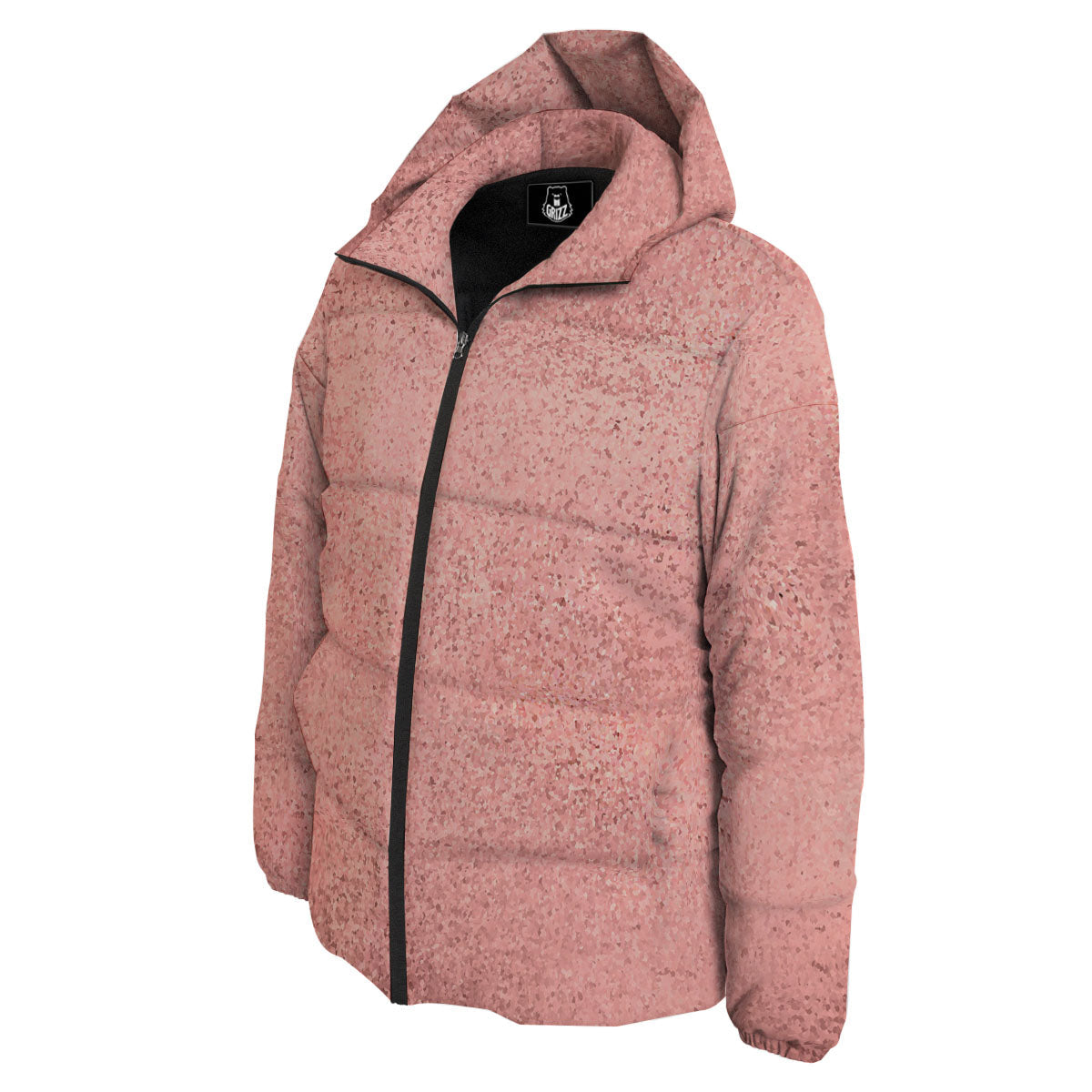 Rose Gold Texture Print Down Jacket-grizzshop