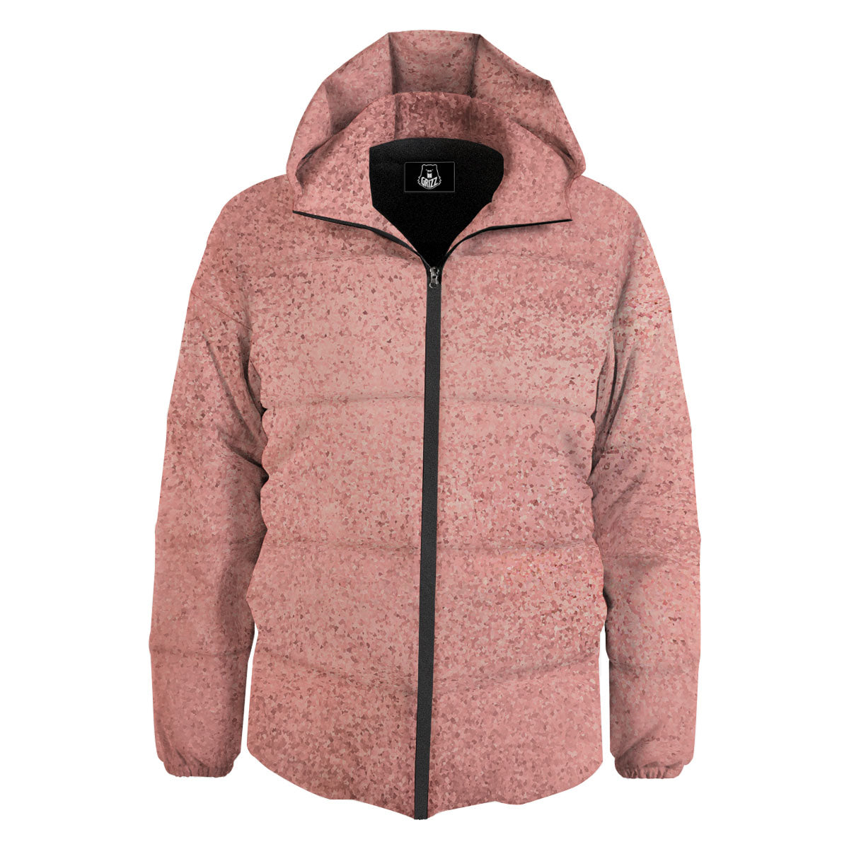 Rose Gold Texture Print Down Jacket-grizzshop