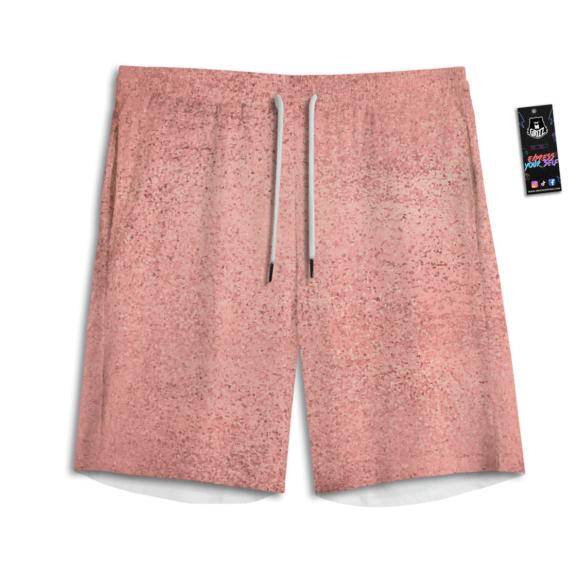 Rose Gold Texture Print Men's Athletic Shorts