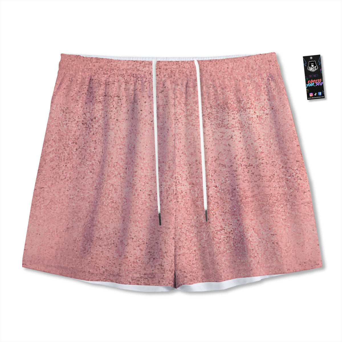 Rose Gold Texture Print Mesh Shorts
