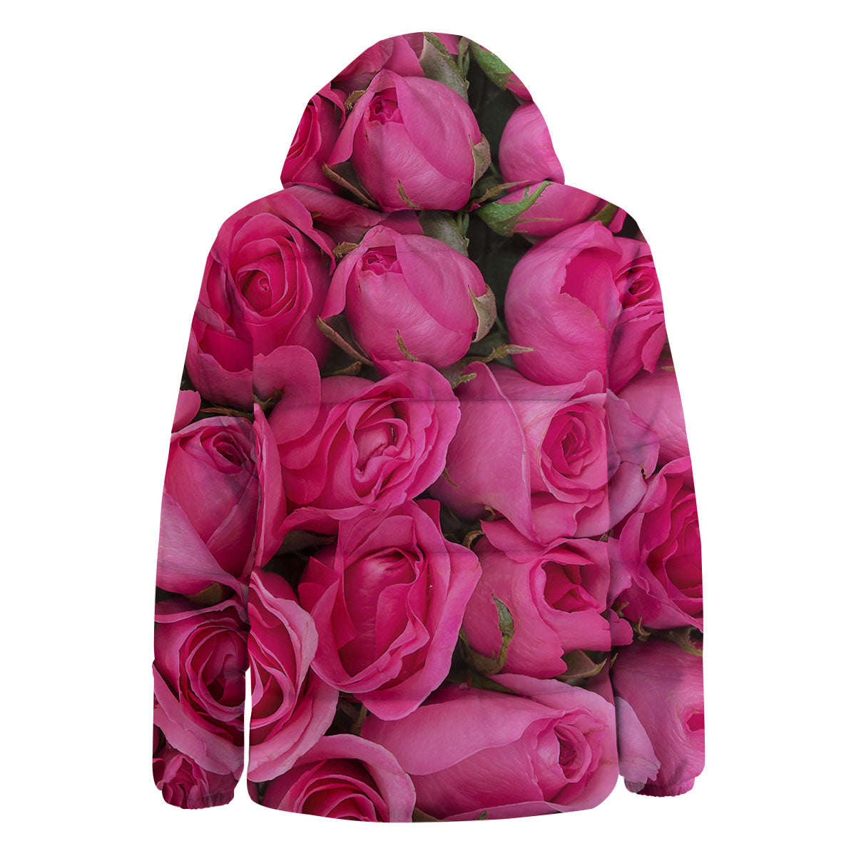 Rose Hot Pink Print Down Jacket-grizzshop