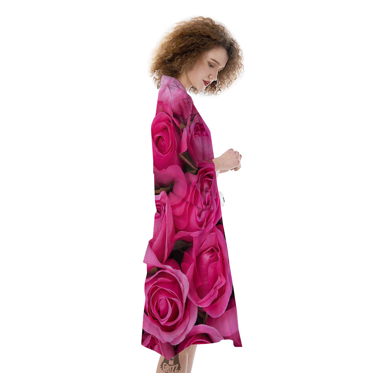 Rose Hot Pink Print Kimono-grizzshop