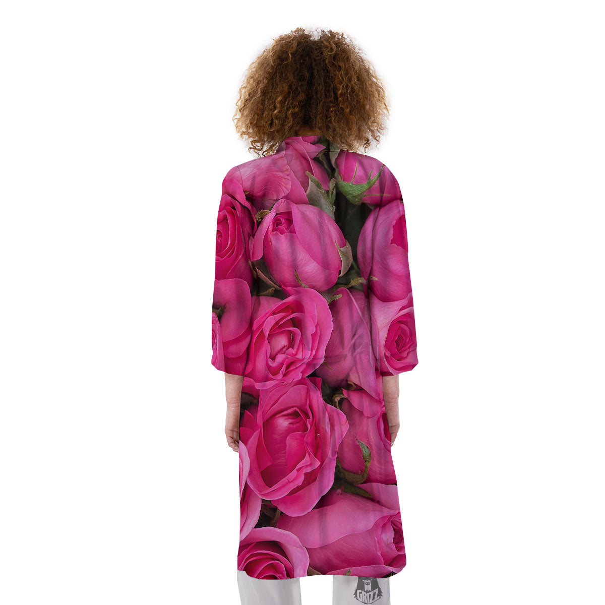 Rose Hot Pink Print Kimono-grizzshop