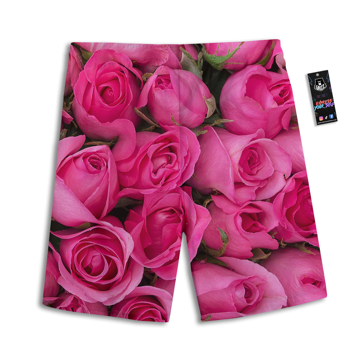 Rose Hot Pink Print Men's Athletic Shorts