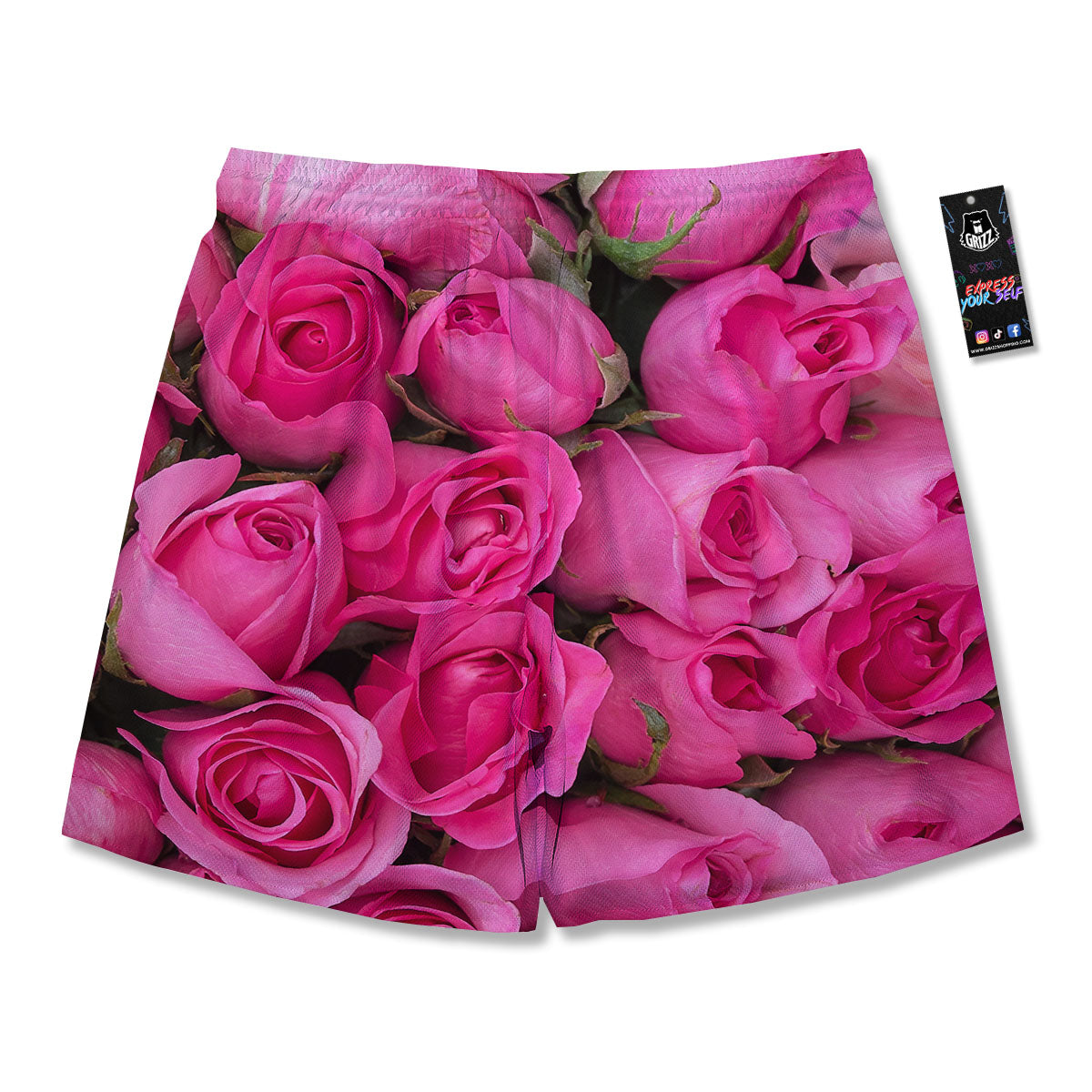 Rose Hot Pink Print Men's Running Shorts-grizzshop