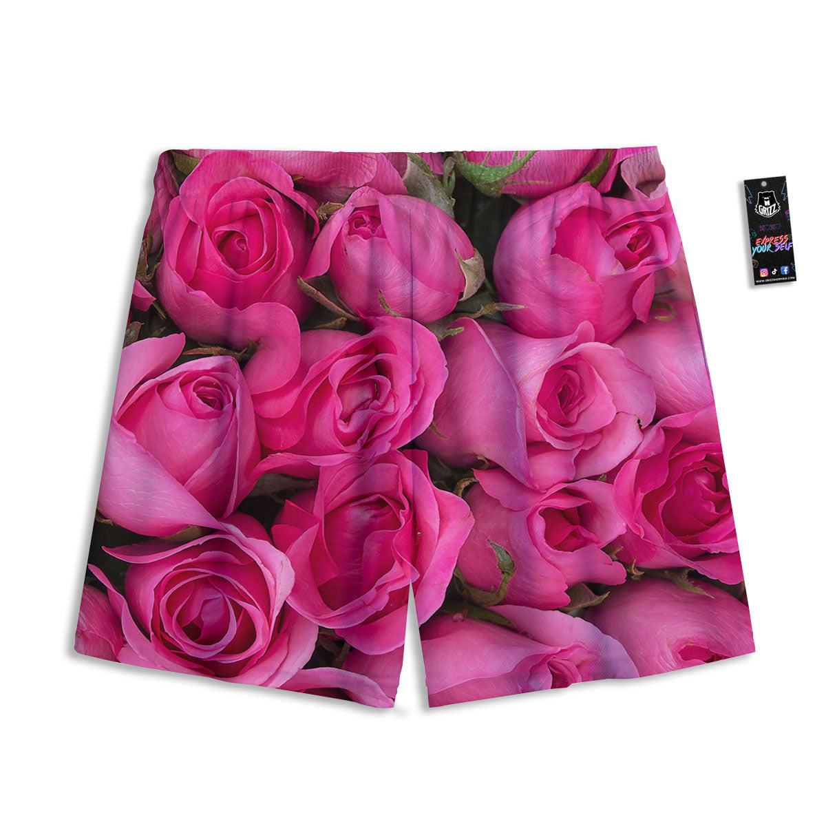 Rose Hot Pink Print Mesh Shorts