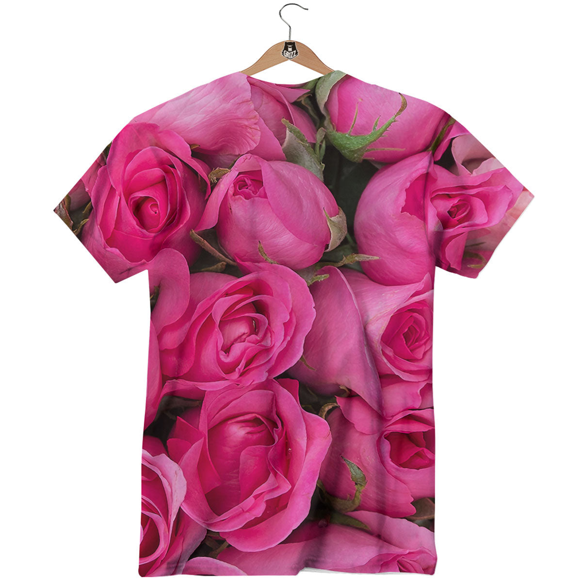 Rose Hot Pink Print T-Shirt-grizzshop