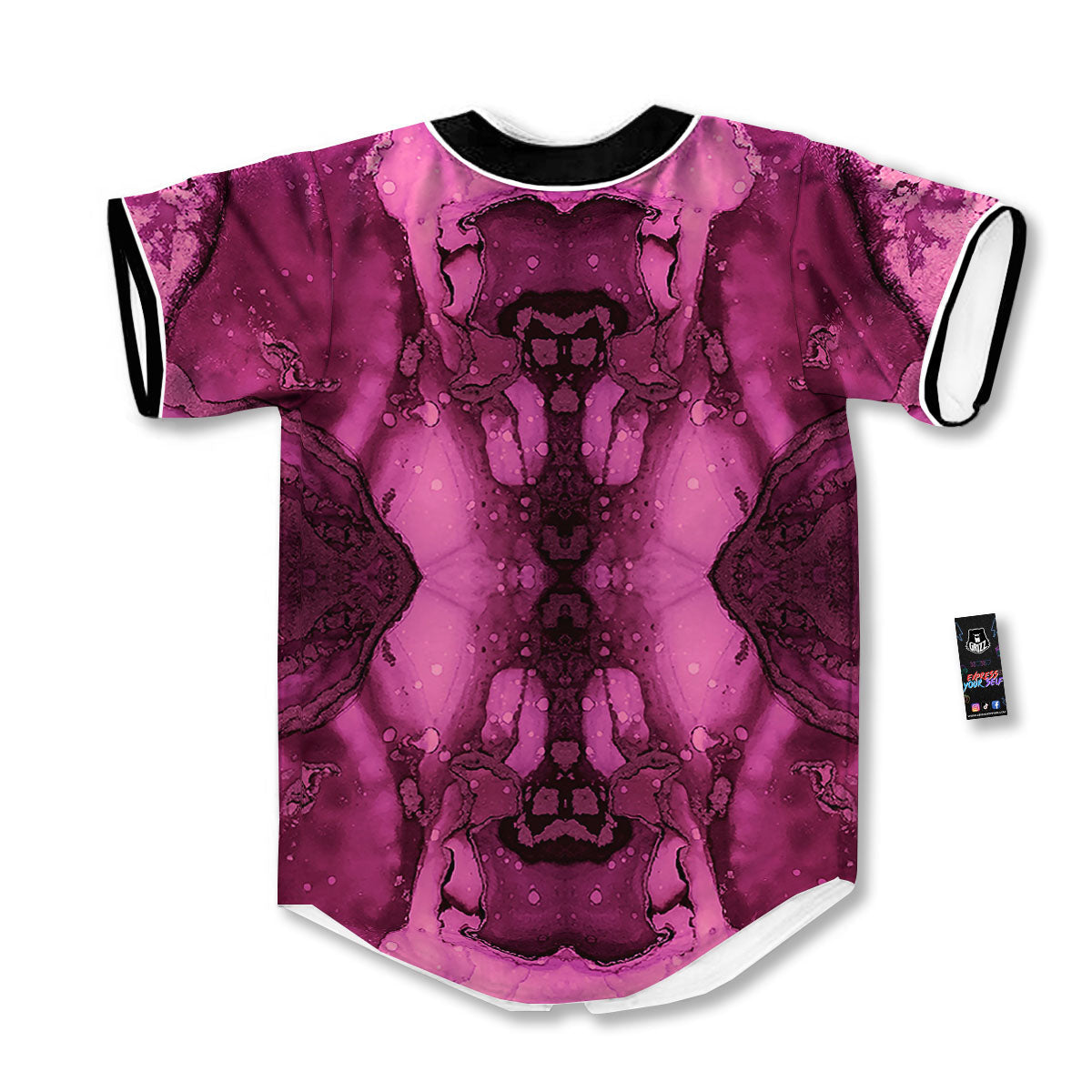 Rose Kaleidoscope Pink Print Baseball Jersey-grizzshop