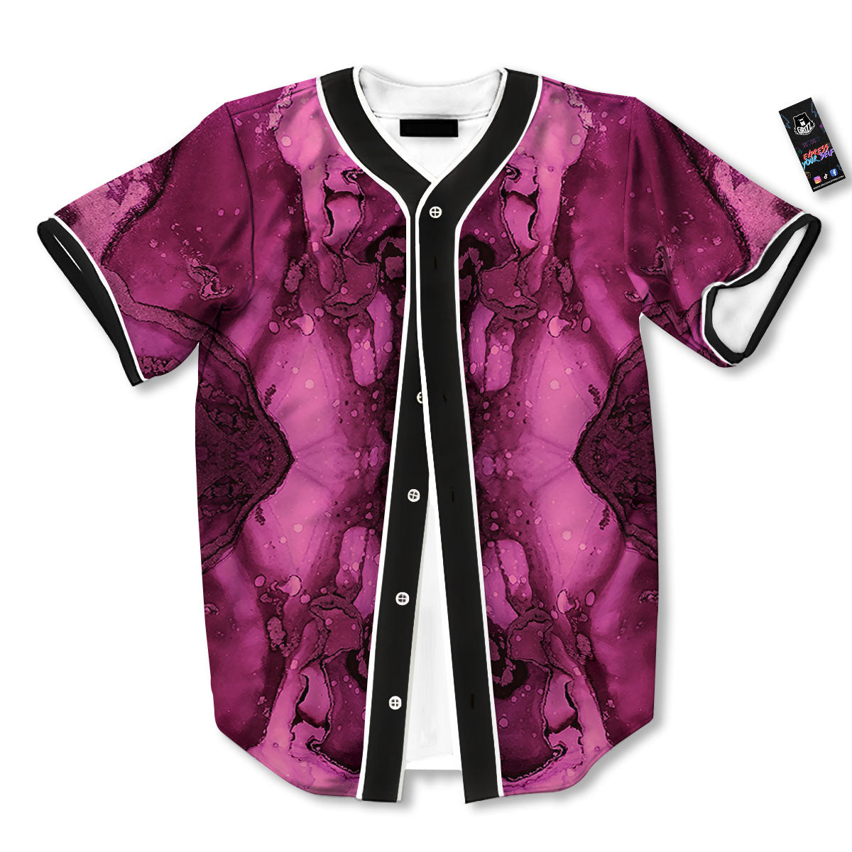 Rose Kaleidoscope Pink Print Baseball Jersey-grizzshop