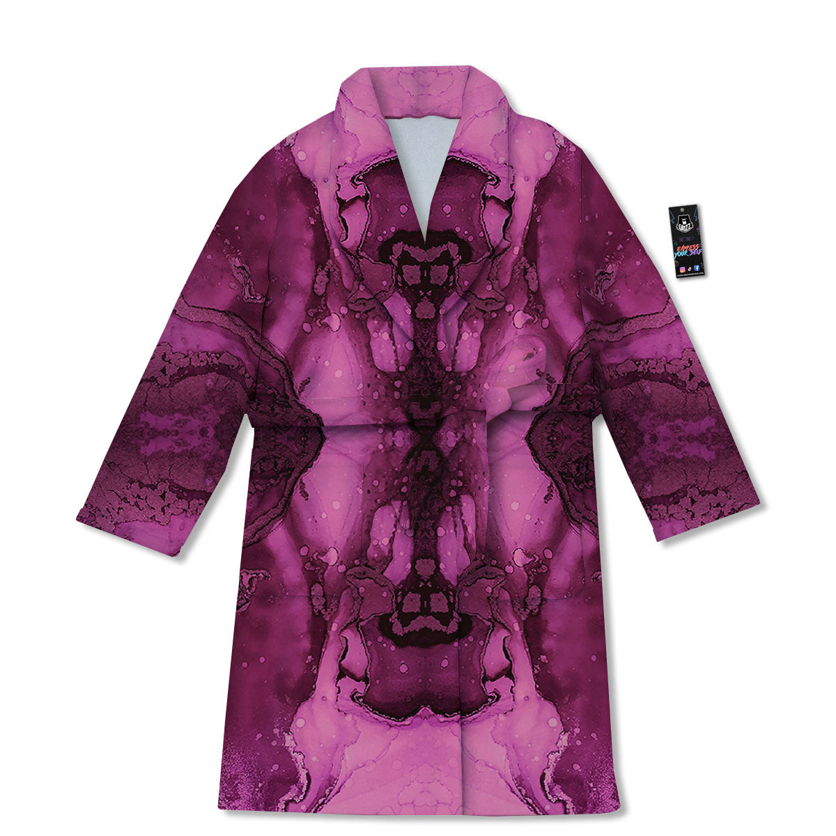 Rose Kaleidoscope Pink Print Bathrobe-grizzshop
