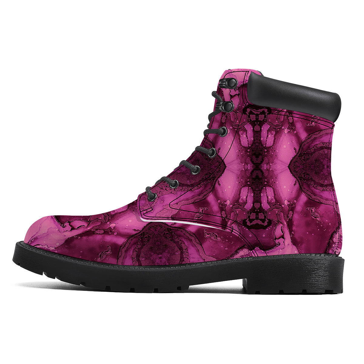 Rose Kaleidoscope Pink Print Boots-grizzshop