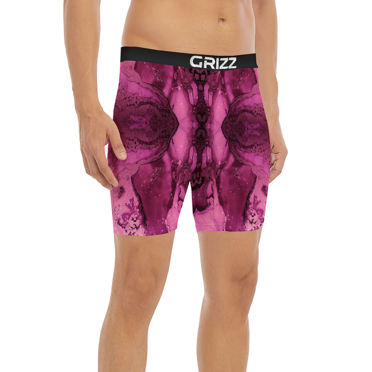 Rose Kaleidoscope Pink Print Boxer Briefs-grizzshop