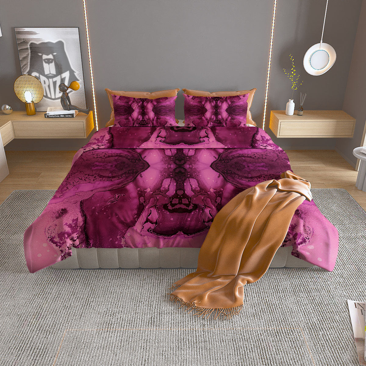 Rose Vintage Print Pattern Duvet Cover Bedding Set