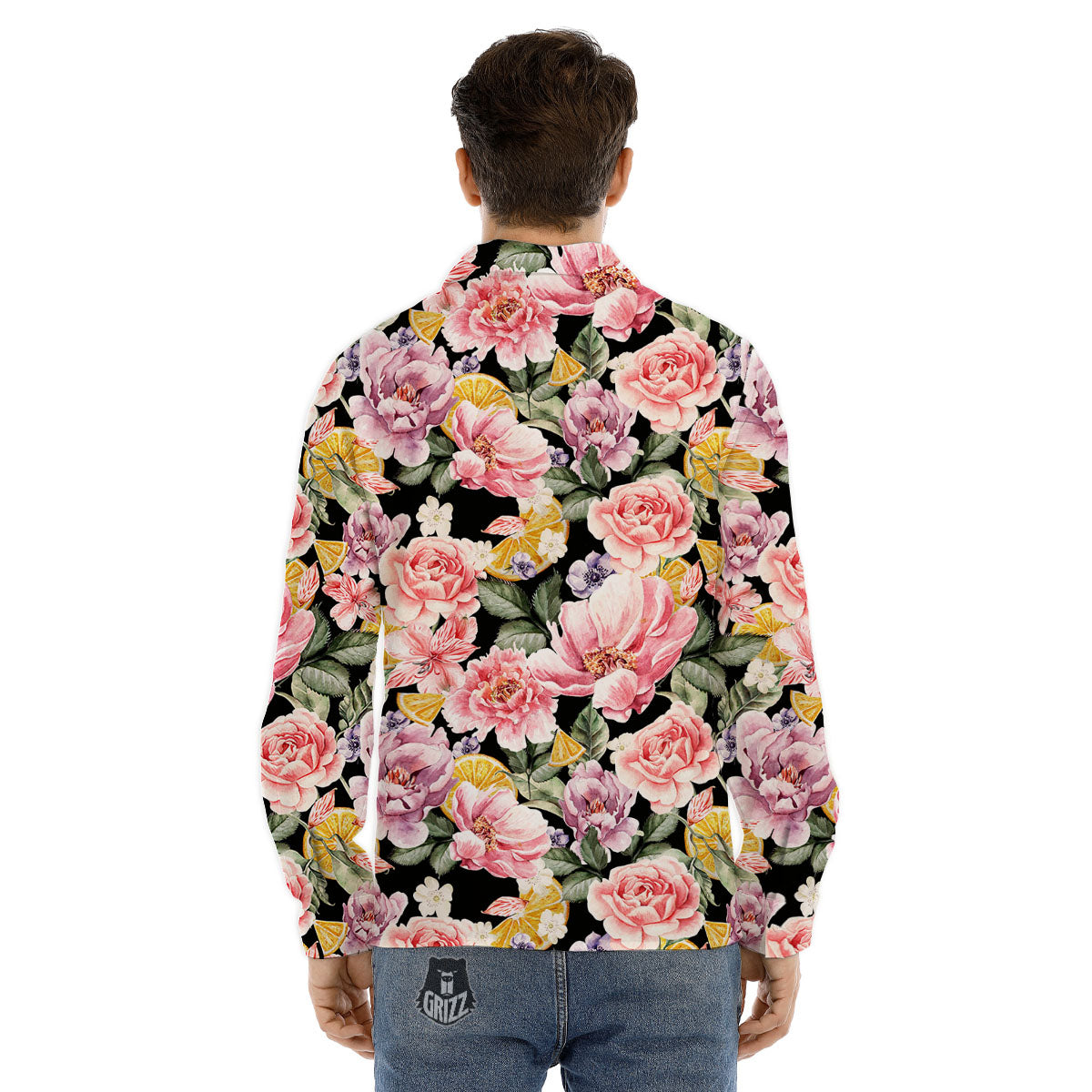 Rose Kaleidoscope Pink Print Men's Dress Shirts-grizzshop
