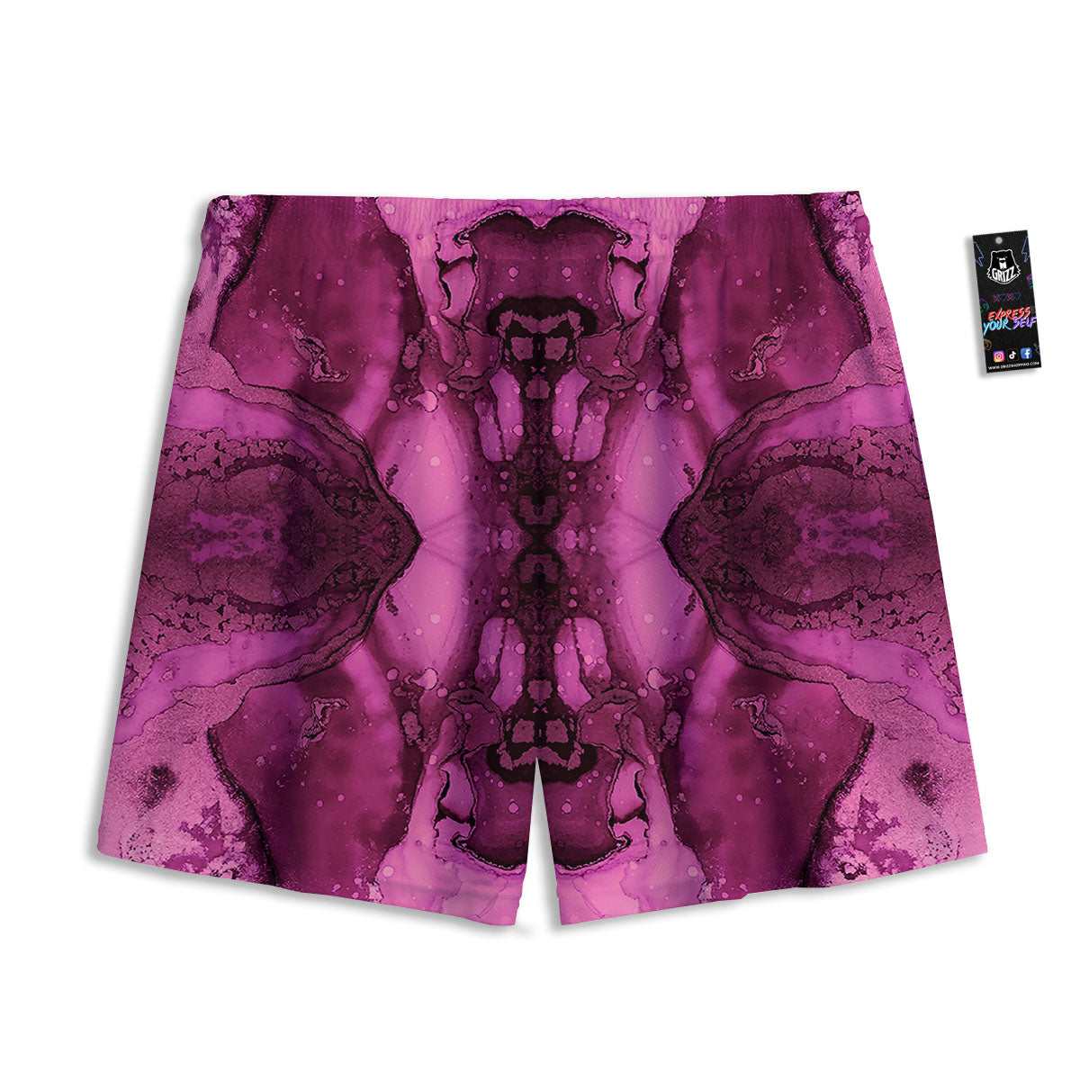 Rose Kaleidoscope Pink Print Mesh Shorts